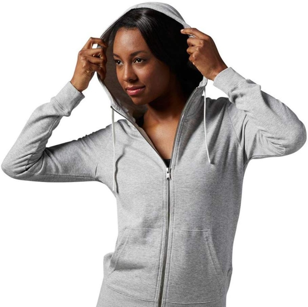 Reebok Gray Lightweight Full Zip Hoodie sz L
